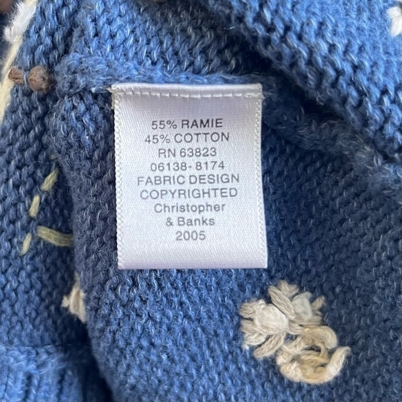 Christopher & Banks Hand Embroided Cotton Vest Women’s Small Blue Xmas Trees - Picture 6 of 6